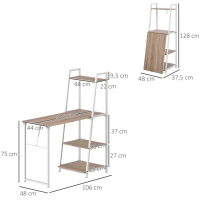 HOMCOM Modern Foldable Office Desk with Storage Shelf Freestanding Multi-function Computer Workstation Dining Table for Home Office(m-3)