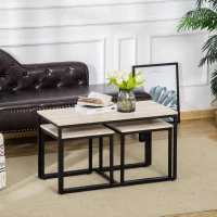 HOMCOM 3 PCs Nesting Table Coffee Table Set(m-10)