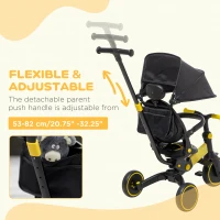 AIYAPLAY 3 in 1 Kids Tricycle, Baby Trike with Parent Handle - Yellow(m-5)