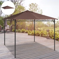 Outsunny 3x3m Square Gazebo Canopy Replacement UV Protected Top Cover Sun Shade Coffee(m-2)