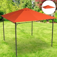 Outsunny 3x3m Square Gazebo Canopy Replacement Water-Resistant UV Protected Top Cover Sun Shade Orange(m-11)