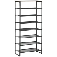 HOMCOM 8-Tier Shoe Rack, Shoe Storage Organizer with Mesh Shelves, Free Standing Shoe Shelf Stand for 21-24 Pairs of Shoes for Entryway, Hallway, Closet, Grey(m-1)