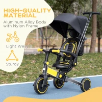 AIYAPLAY 3 in 1 Kids Tricycle, Baby Trike with Parent Handle - Yellow(m-7)