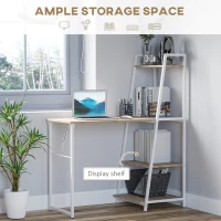 HOMCOM Modern Foldable Office Desk with Storage Shelf Freestanding Multi-function Computer Workstation Dining Table for Home Office(m-5)