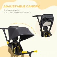 AIYAPLAY 3 in 1 Kids Tricycle, Baby Trike with Parent Handle - Yellow(m-8)
