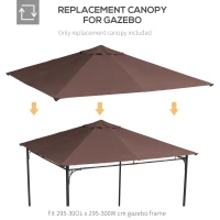 Outsunny 3x3m Square Gazebo Canopy Replacement UV Protected Top Cover Sun Shade Coffee(m-7)