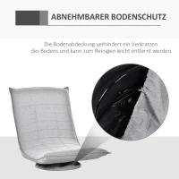 HOMCOM Bodenstuhl 360° Bodenkissen gepolstert Rückenlehne klappbar Leinen Hellgrau 64 x 100 x 76 cm(m-6)