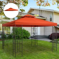 Outsunny 3 x 3 meters Replacement Gazebo Double Tier Canopy Roof TopTent Cover Spare Part Garden Shelter Spare Part Rusty red(m-2)