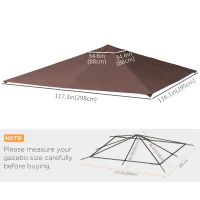 Outsunny 3x3m Square Gazebo Canopy Replacement UV Protected Top Cover Sun Shade Coffee(m-3)