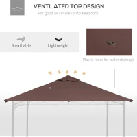 Outsunny 3x3m Square Gazebo Canopy Replacement UV Protected Top Cover Sun Shade Coffee(m-6)