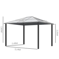 Outsunny 3 x 3.6m Patio Aluminium Gazebo Canopy Marquee Party Tent Hardtop Roof Garden Shelter w/ Mesh & Side Walls(m-3)