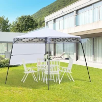 Outsunny 2 x 2m Garden Foldable Pop Up Gazebo Tent with Backpack & Adjustable Legs Outdoor Party Canopy, White & Black(m-12)