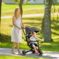 AIYAPLAY 3 in 1 Kids Tricycle, Baby Trike with Parent Handle - Yellow(m-10)