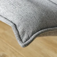 HOMCOM Bodenstuhl 360° Bodenkissen gepolstert Rückenlehne klappbar Leinen Hellgrau 64 x 100 x 76 cm(m-8)