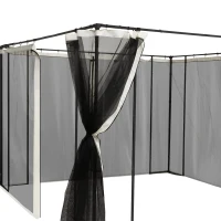 Outsunny Replacement Mosquito Netting for Gazebo 10' x 12' Black Screen Walls for Canopy with Zippers for Parties and Outdoor Activities(m-10)