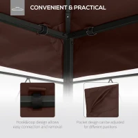 Outsunny 3x3m Square Gazebo Canopy Replacement UV Protected Top Cover Sun Shade Coffee(m-5)