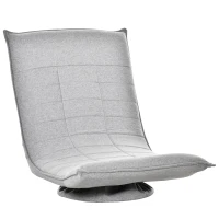 HOMCOM Bodenstuhl 360° Bodenkissen gepolstert Rückenlehne klappbar Leinen Hellgrau 64 x 100 x 76 cm(m-1)
