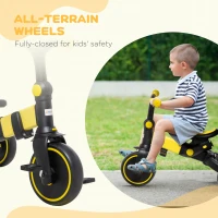AIYAPLAY 3 in 1 Kids Tricycle, Baby Trike with Parent Handle - Yellow(m-6)