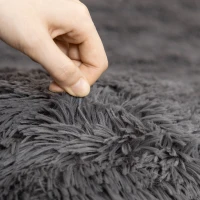 HOMCOM Tappeto Moderno in Poliestere e Gommapiuma per Camera da Letto, Soggiorno e Sala da Pranzo, 200x120 cm, Grigio(m-8)