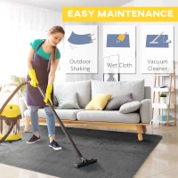 HOMCOM Tappeto Moderno in Poliestere e Gommapiuma per Camera da Letto, Soggiorno e Sala da Pranzo, 200x120 cm, Grigio(m-7)