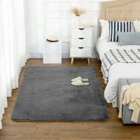 HOMCOM Tappeto Moderno in Poliestere e Gommapiuma per Camera da Letto, Soggiorno e Sala da Pranzo, 200x120 cm, Grigio(m-2)