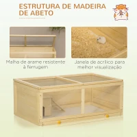 PawHut Gaiola para Hamster de Madeira Casa para Roedores com Tampa Abatível Painel de Acrílico Bandeja Amovível 100x58x38cm Madeira(m-7)