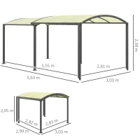 Outsunny Carport, ausziehbar, wetterbeständig, ausziehbare Räder, 563 L x 303 B x 239 H cm, Beige(m-3)