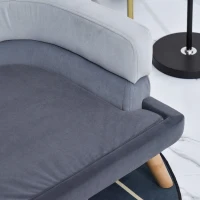 PawHut Hundesofa mit Rückenlehne, Haustiersofa mit Holzbeinen, Hundebett Weichem Bezug Katzensofa Grau 86,5x 61x36 cm(m-9)