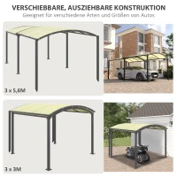 Outsunny Carport, ausziehbar, wetterbeständig, ausziehbare Räder, 563 L x 303 B x 239 H cm, Beige(m-4)