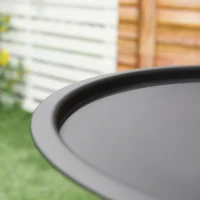 Outsunny Outdoor Garden Coffee Table, Sofa Side Round Table with Elegant Design, Move Easily with Handle and Metal Legs, Black(m-7)