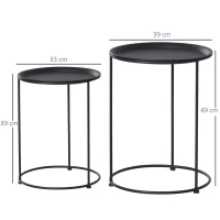Outsunny 2 Pack Metal Bedside Table Sofa End Side Night Stand Bedroom(m-3)