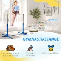 Drążek gimnastyczny HOMCOM z drewna bukowego, regulowana wysokość, do 75 kg(m-5)