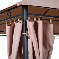 Outsunny 4m x 3(m) Metal Gazebo Canopy Party Tent Garden Pavillion with Curtains Sidewalls Khaki(m-10)