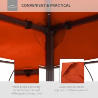 Outsunny 3 x 4m Replacement Gazebo 2-Tier Canopy Roof TopTent Cover Spare Part Garden Shelter Spare Part Rusty red(m-5)