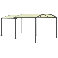 Outsunny Carport, ausziehbar, wetterbeständig, ausziehbare Räder, 563 L x 303 B x 239 H cm, Beige(m-1)