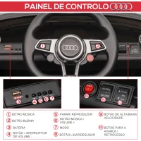 HOMCOM Carro Elétrico Audi TT para Crianças acima de 3 Anos com Controlo Remoto Música e Luzes Bateria 12V 102x60x44 cm Preto(m-7)