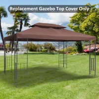 Outsunny 3 x 4m Gazebo Canopy Roof Top Replacement Pavilion Tent Spare Part 2 Tier Brown(m-11)