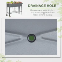 Outsunny Metal Raised Garden Bed with Wheels, Mobile Planter Box with Bottom Shelf for Plants and Flowers, Outdoor, Grey(m-7)