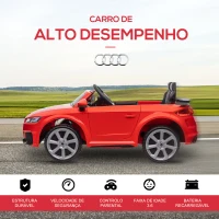 HOMCOM Carro Elétrico Audi TT para Crianças acima de 3 Anos com Controlo Remoto Música e Luzes Bateria 12V 102x60x44 cm Vermelho(m-6)