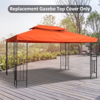 Outsunny 3 x 4m Replacement Gazebo 2-Tier Canopy Roof TopTent Cover Spare Part Garden Shelter Spare Part Rusty red(m-2)