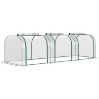 Outsunny PVC Tunnel Greenhouse Green Grow House Steel Frame for Garden Backyard with Zipper Doors 295x100x80 cm, Clear(m-1)