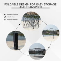 Outsunny 3.5 x 3.5m Pop Up Gazebo Outdoor Garden Party Tent Canopy with Double Roof, 3-Level Adjustable Height and Roller Bag, Steel, Dark Grey & White(m-5)