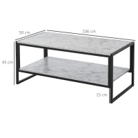 HOMCOM Table Basse Style Moderne avec 2 Étagères 106 x 50 x 47 cm Blanc(m-3)