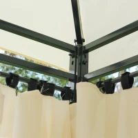 Outsunny 4m x 3(m) Metal Gazebo Canopy Party Tent Garden Pavillion Patio Shelter Pavilion with Curtains Sidewalls Beige(m-9)