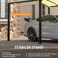 Outsunny Carport, ausziehbar, wetterbeständig, ausziehbare Räder, 563 L x 303 B x 239 H cm, Beige(m-6)