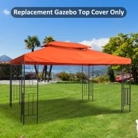 Outsunny 3 x 4m Replacement Gazebo 2-Tier Canopy Roof TopTent Cover Spare Part Garden Shelter Spare Part Rusty red(m-10)