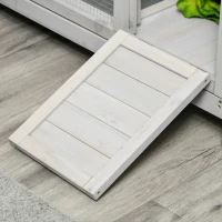 PawHut Wooden Rabbit Hutch, Mobile Guinea Pig Cage, Separable Bunny Run, Small Animal House for Indoor Outdoor with Wheels, Slide-out Tray, 138 x 53 x 61cm, Light Grey(m-11)