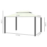 Outsunny 3 x 4 m Aluminium Metal Gazebo Marquee Canopy Pavilion Patio Garden Party Tent Shelter with Nets and Sidewalls - Cream White(m-3)
