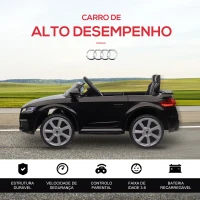 HOMCOM Carro Elétrico Audi TT para Crianças acima de 3 Anos com Controlo Remoto Música e Luzes Bateria 12V 102x60x44 cm Preto(m-6)