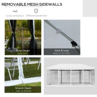 Outsunny 3 x 6m Pop Up Party Tent Gazebo Wedding Canopy with 6 Removable Mesh Sidewalls(m-6)